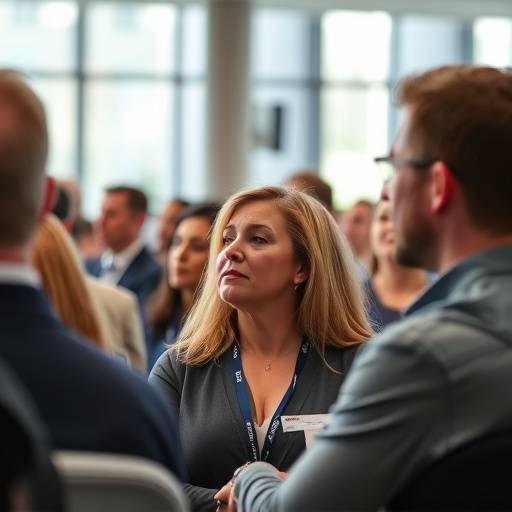Exemplo de fotografia de evento corporativo com pessoas em uma confer√™ncia.