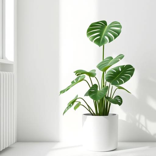 Planta Monstera Deliciosa em um vaso branco.